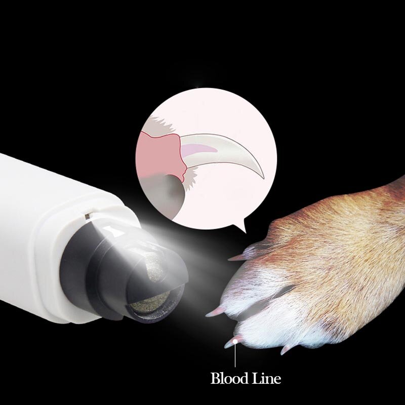 Szlifierka do pazurów dla psa małych i dużych psów obcinacz do paznokci LED światło kot domowy łapy obcinacz do paznokci USB akumulator artykuły do pielęgnacji zwierząt domowych