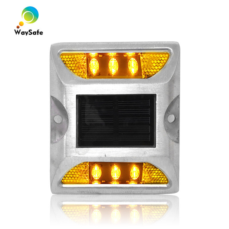 Luz LED intermitente de aluminio para construcción de carreteras, doble cara, Color verde, energía Solar