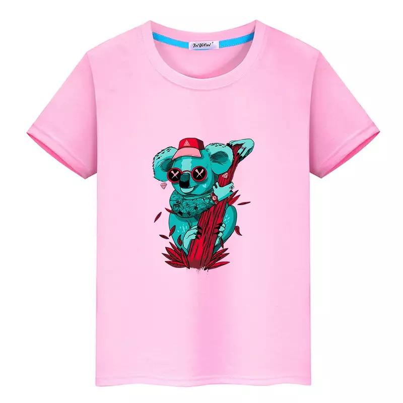Camiseta de manga corta para niños y niñas, camisa de algodón 100% con estampado de animales de Australia Koala, Kawaii, informal, cómoda, de dibujos animados