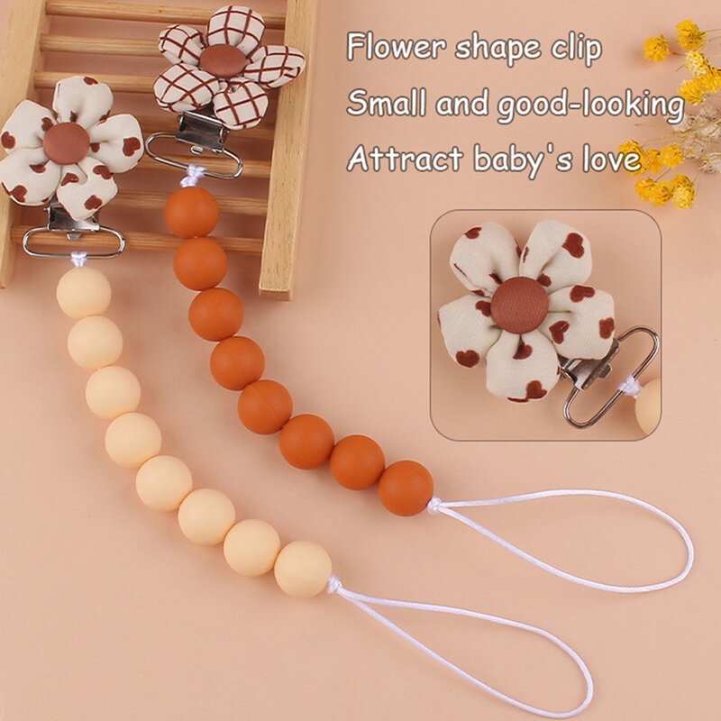 Baby Pacifier Clips Chain High Newborn Elastic Silicone Beads Dummy Clip Nipple Soother Chains Kids Teething Toys Gifts