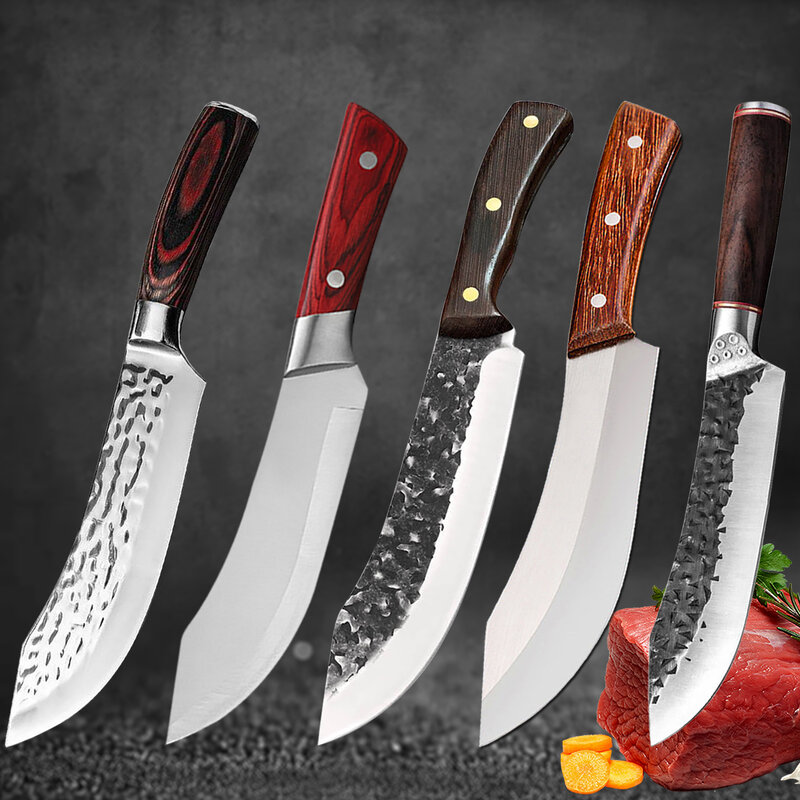 Нож шеф-повара из нержавеющей стали, Профессиональный кухонный резец ручной работы, мясниковый резец, кухонные аксессуары