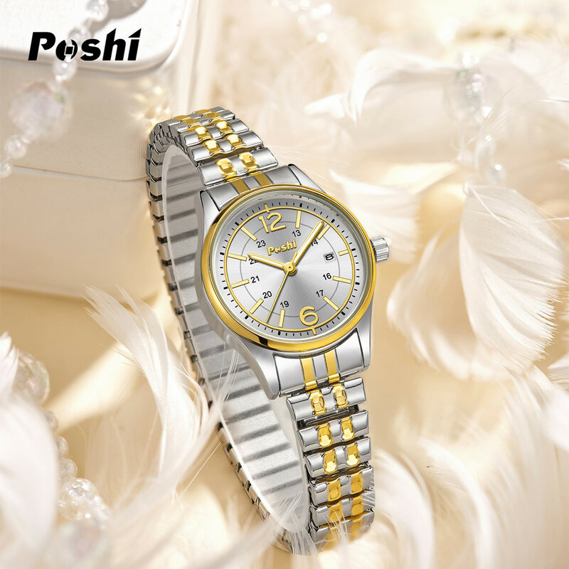 POSHI-Relógio de pulso feminino quartzo impermeável, Relógios femininos, Original, Data, Presente para namorada, Moda de luxo, 2023