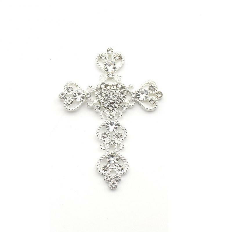 Cruz de Metal de aleación de diamantes de imitación, manualidades para collar, caja de joyería, Material de decoración, accesorios de 4,7x6,4 cm, 1 ~ 20 piezas