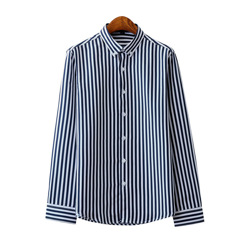 Men Black Striped Long Sleeve Casual Shirts 2023 Autumn Fashion New Mens Slim Fit Shirt Man Business Social Dress Shirt Koszula