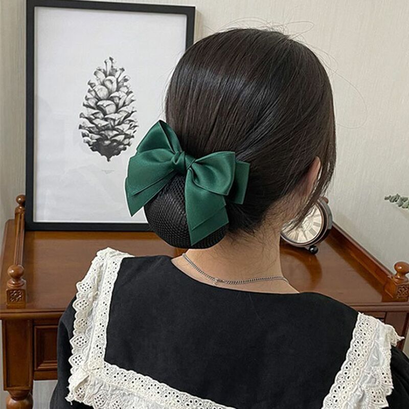 Fermaglio per capelli Vintage Hotel per ragazze Bowknot infermiera Hairgrips Cover Net coreano Bun Snood coda di cavallo Clip donna Clip a molla