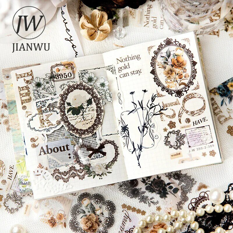 Jianwu 50mm * 200cm Spitze Nocturne Serie Vintage Blumen landschaft Dekor Material Haustier Band kreative DIY Journal Collage Briefpapier
