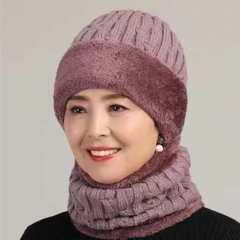 Men Coral Fleece Hat Scarf Set New Outdoor Plus Velvet Knitted Neck Cover Warm Thicken Mask Cap Scarves