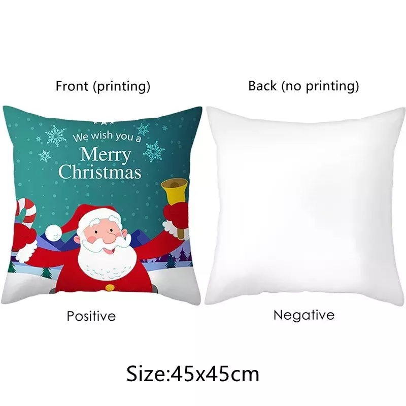 غطاء وسادة مع طباعة سانتا كلوز لديكور المنزل ، غطاء وسادة مربع مع طباعة عيد الميلاد المجيد ، 45 × 45 سم