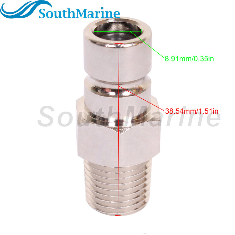 Boat Engine Fuel Line Connector Fitting 033496-10 for Honda 1/4" Npt Male Tank-Side, ('91 & Newer), Chrome Plated, Tank Side Mal