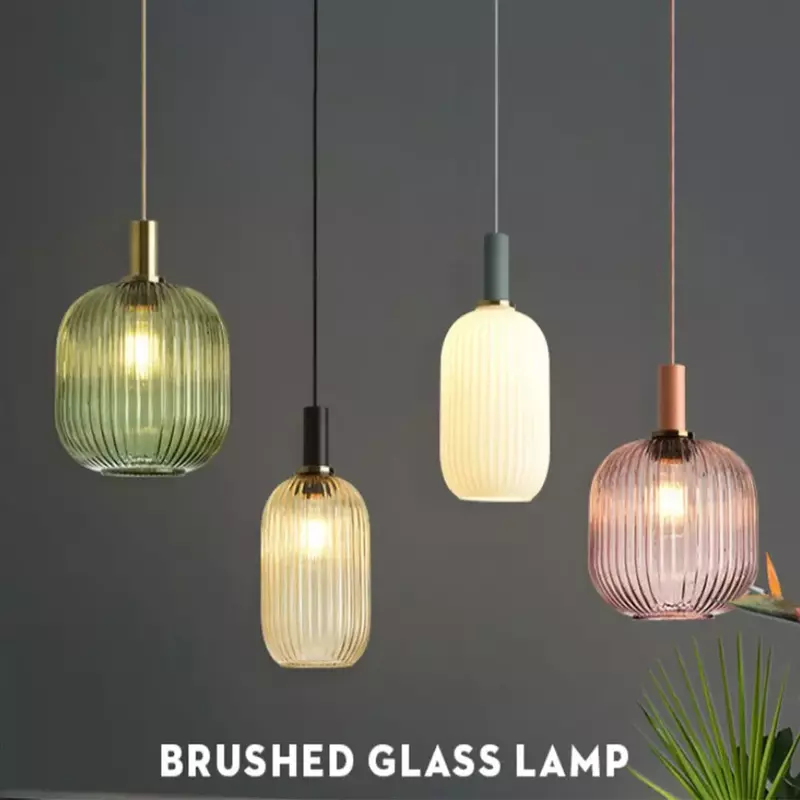 Nordic Retro restaurant colorfull Glass pendant lights Creative living room Lamp Simple bedside lamp LED E27 light