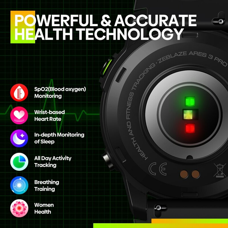 Nuovo Zeblaze Ares 3 Pro Ultra HD AMOLED Display chiamata vocale Smart Watch 100 + modalità sportive 24H Health Monitor Smartwatch per uomo