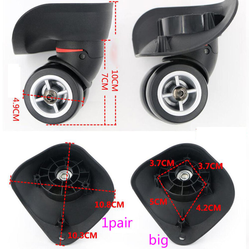 GUGULUZA-ruedas giratorias de goma, piezas de repuesto para maleta, rotación de 360 grados, ST0042, 2 unids/lote por par