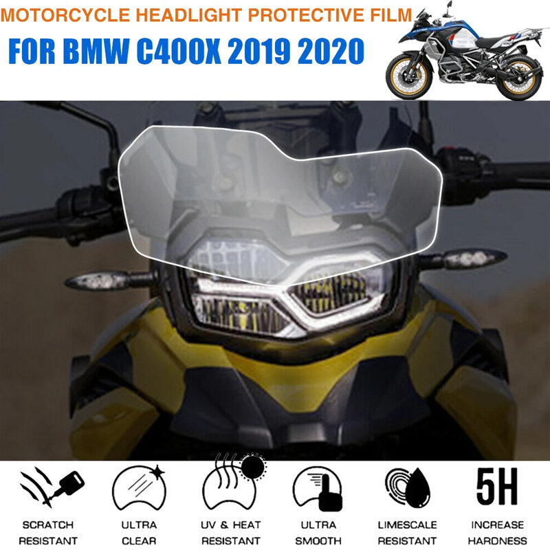 Filme do farol da motocicleta, luz dianteira resistente a riscos, tela protetora da lâmpada para BMW C400X, C 400 X, C400, 400X, 2019, 2020 Acessórios