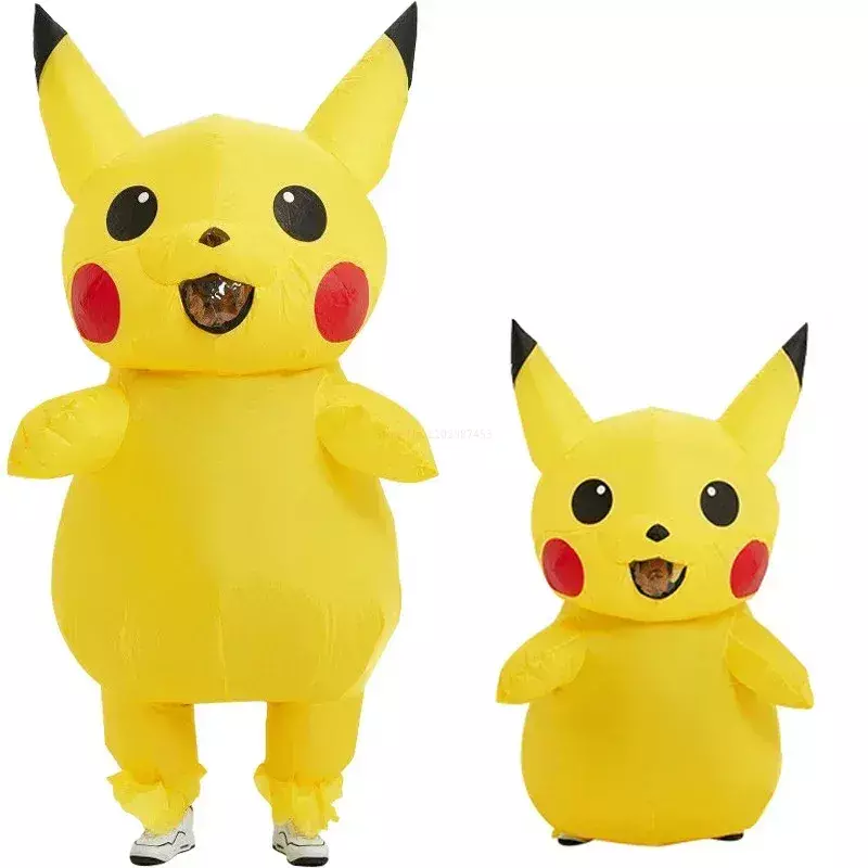 Traje inflável Pokemon para crianças, Pikachu bonito, adereços de boneca, roupas de desempenho, vestir, desenhos animados, Halloween, adulto, crianças, desempenho