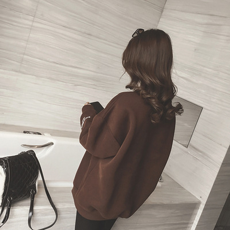 Women Tunic Vintage Classic Simple Casual Pullover Lady Sweatshirt Harajuku Loose Brown Crop Tops Letter Print Tracksuit Spring