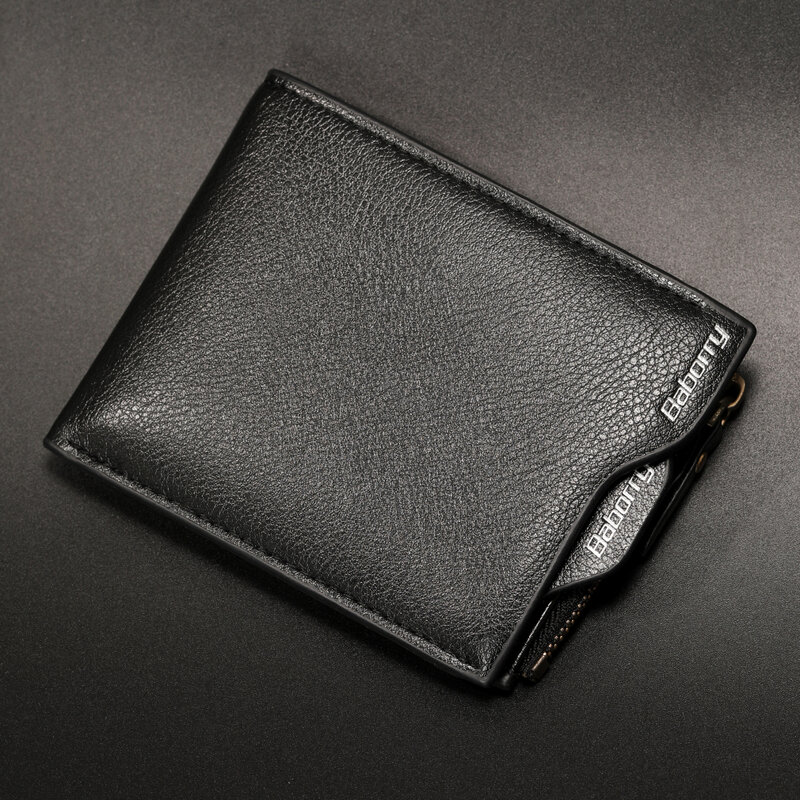 Men's Wallet PU Leather Solid Color Sample Style Zipper Wallet Men's Business Card Brand High Quality Men's Wallet