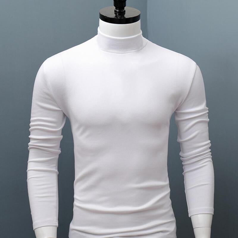 Men Shirt Casual Base Shirt Sweat Absorption All Match Long Sleeve Half High Collar Autumn Shirt Solid Color Men Shirt Blouses