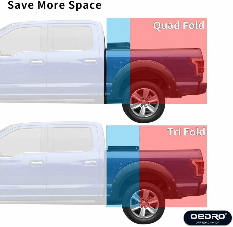 Cubierta de Tonneau para cama de camión, cubierta suave de cuatro pliegues Compatible con 2002-2024 Dodge Ram 1500 , 2003-2024 Dodge Ram 2500 3500 | EE. UU. | NEWv