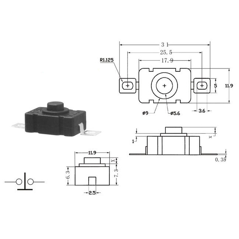 Auto bloqueio tipo SMD interruptores de lanterna, interruptores de botão, KAN-28, 1.5A, 250V, 18x12mm, 1812-28A, 10pcs