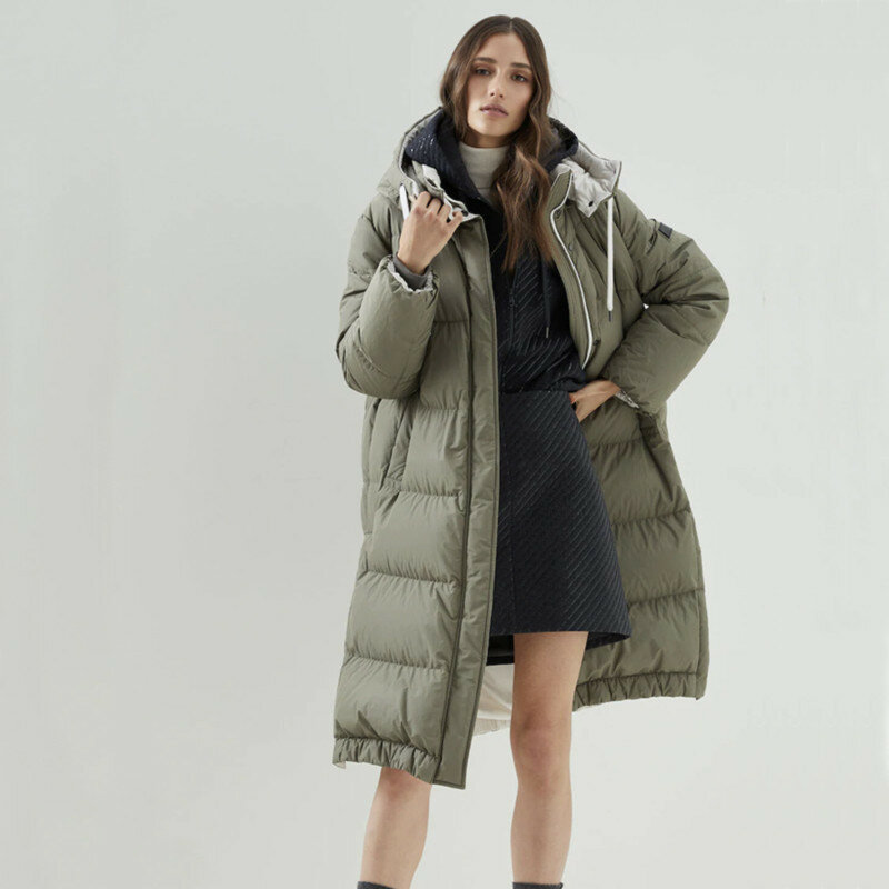 새로운 화이트 덕 다운 재킷 코트 캐주얼 따뜻한 숙녀 후드 코트 여성용, 패션, 2022 겨울