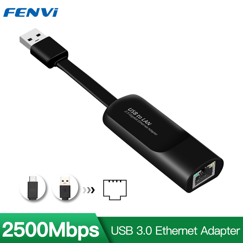 2500Mbps Ethernet USB3.0 to RJ45 2.5G Type C to RJ 45 Wired Adapter Lan Network USB HUB For Win10/8/7/11 MacBook iPad Laptop PC