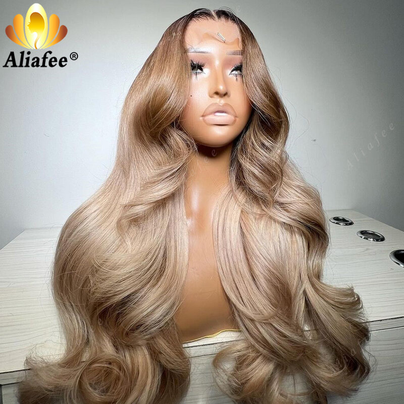 Body Wave HD 13x6 Ombre Blonde With Root Color Lace Front Wigs Human Hair Ash Blonde Lace Frontal Wig for Women 5x5 Closure Wig