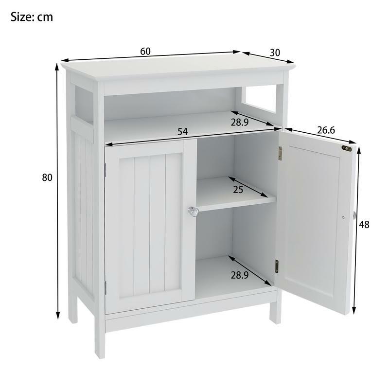 Athroom-armario de almacenamiento de pie con puertas dobles, color blanco
