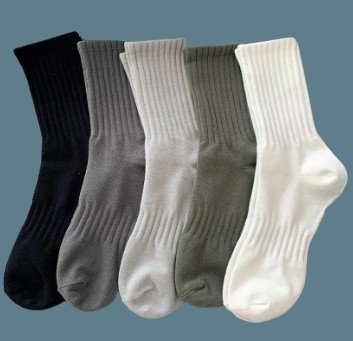 5/10Pairs Men Sport Socks Black White Warm Autumn Winter Male Breathable Solid Color Long Middle Tube Casual Socks for Men
