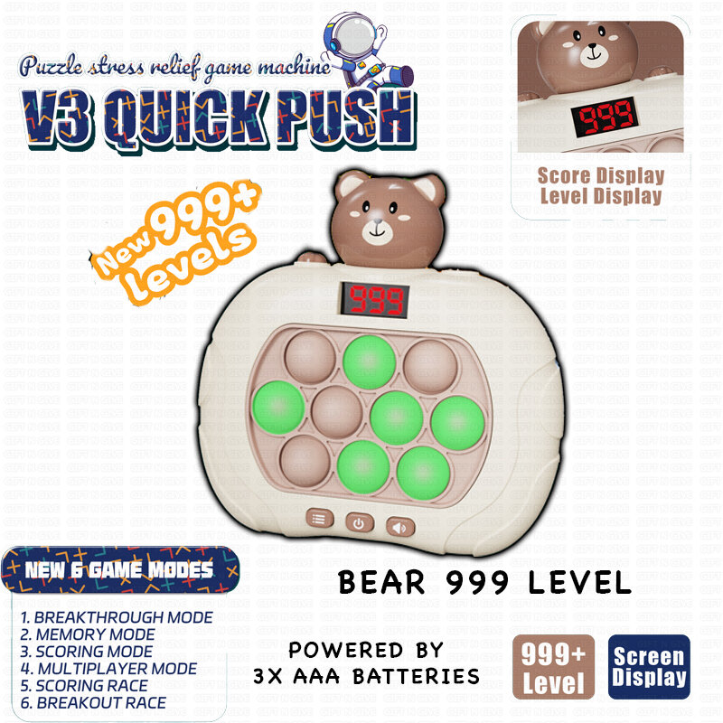 999 konsola do gier typu Quick Push Pop It Whack-A-Mole elektroniczna zabawka szybkie Puzzle Fidget zabawki edukacyjne dla chłopców