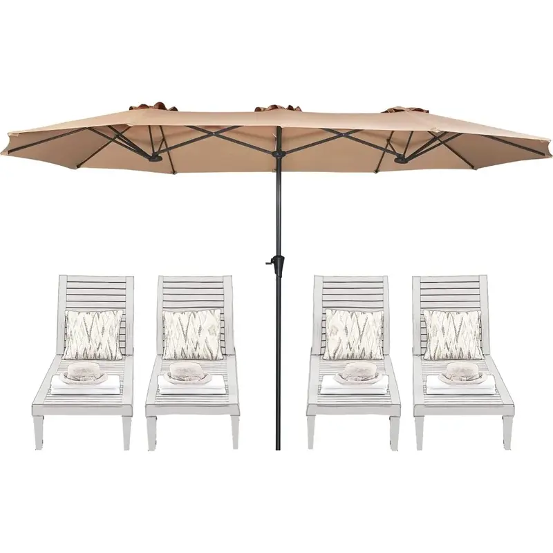 Уличный зонт для террасы, пляжный зонт 13 футов, уличный зонт для внутреннего дворика, двусторонние зонтики для бассейна с устойчивым к выцветанию навесом, задний двор