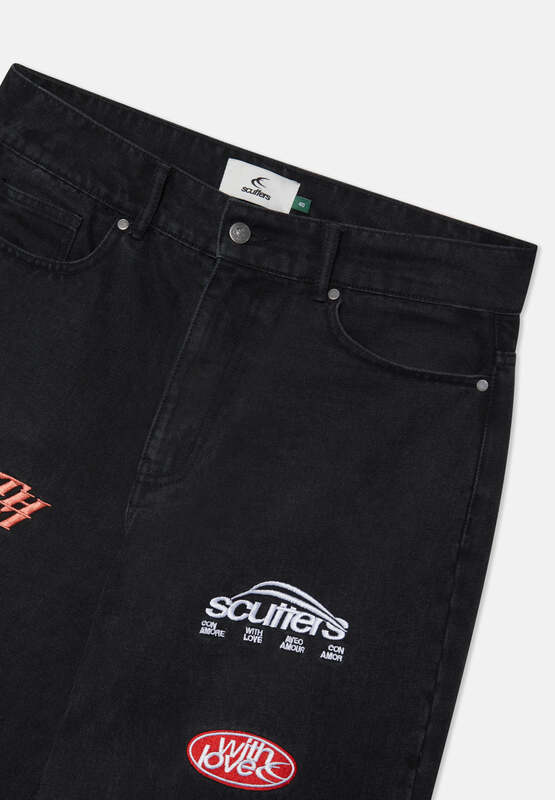 Джинсы-карго в стиле хип-хоп с вышивкой, мешковатые штаны y2k для скейтборда, мужские черные джинсы в стиле Харадзюку, джинсы с высокой талией и широкими штанинами, прямые штаны