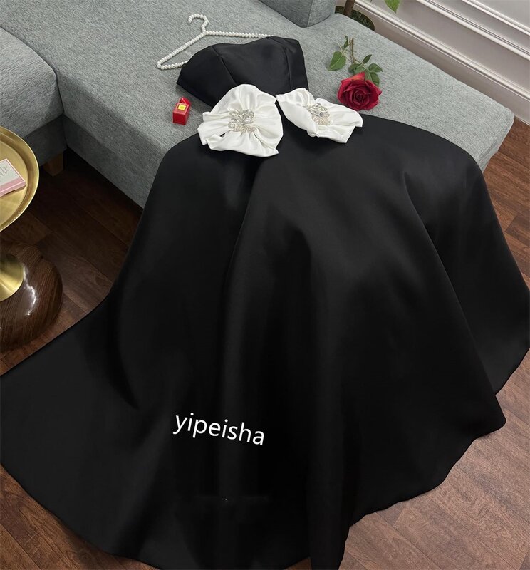    Saudi Arabia Satin Flower Beading   Gown Strapless Bespoke Occasion  Midi es  Dresses 