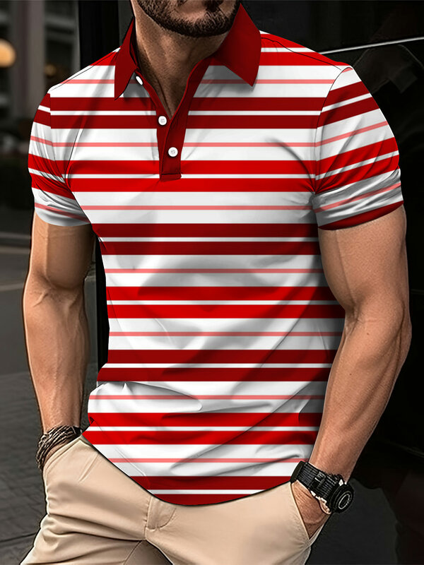 Nowa męska koszulka Polo 3d nadruk tęczy odzież męska letnia codzienna krótki luźny rękaw obszerna koszula moda uliczna koszulki