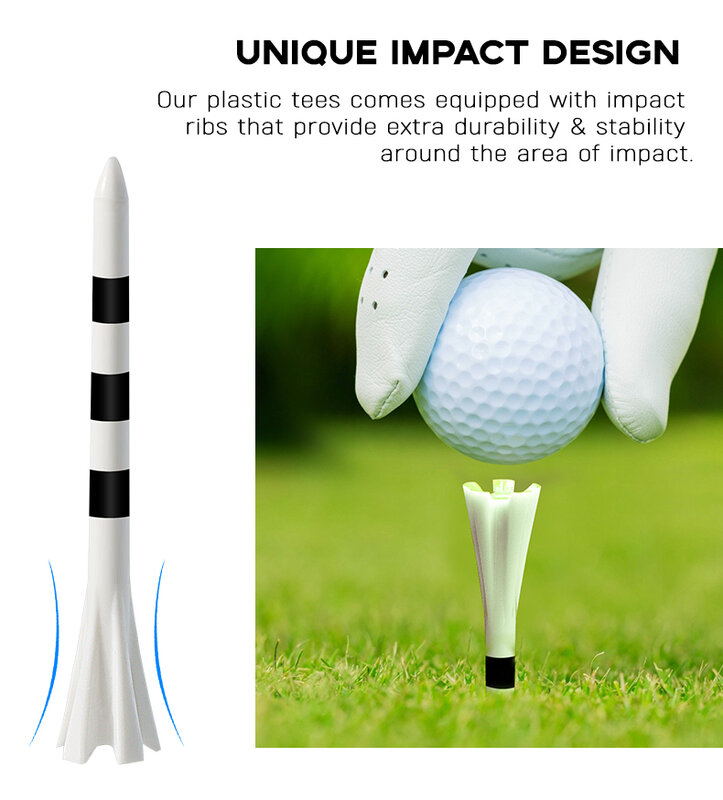 Soporte de impresión para camisetas de Golf, escala irrompible, reduce la fricción, giro lateral de plástico, 5 puntas, suministros de Golf, 20 unidades