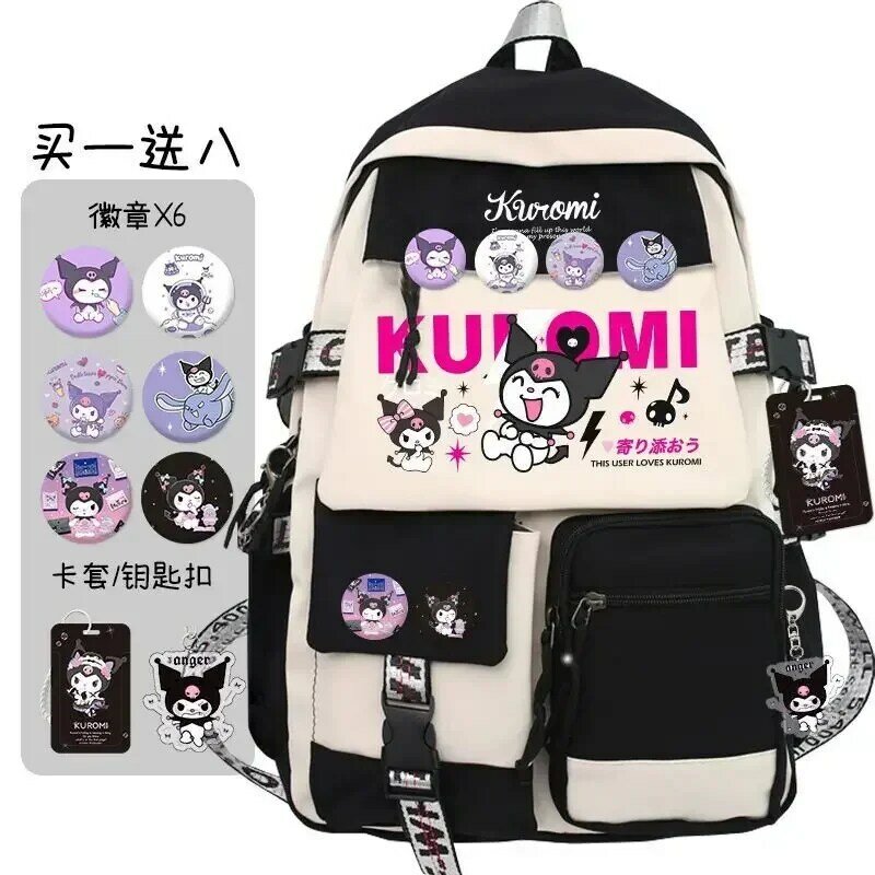 Sanrio Anime Kuromi plecaki dla dzieci Kawaii zabawki Mochilas aestehic Bag Student plecak kampusowy chłopców prezenty dla dziewcząt