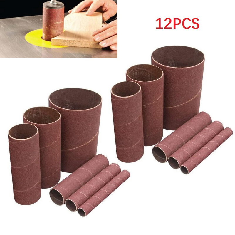 12 pezzi di carta abrasiva manicotti per fusti 80/120 grana tamburo di carta abrasiva per utensili abrasivi per carta abrasiva lucidante per la lavorazione del legno in metallo