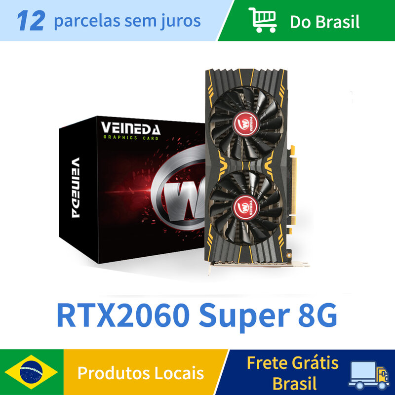Placa gráfica Veineda-RTX2060Super 8GB, GDDR6, 256Bit, PCI Express 3.0x16, 1470MHz, 2176 Unidades, Jogos para PC, Placa de vídeo 8G