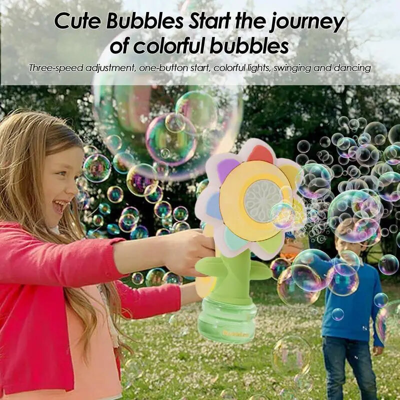 Máquina de burbujas eléctrica para niños, juguete de burbujas de girasol, juguetes de fantasía de lucha al aire libre, máquina de burbujas de mano, regalo de vacaciones de boda