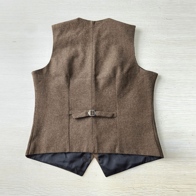 Men's Vest V Neck Herringbone Tweed Suit Waistcoat Casual Comfortable Slim Jacket British Style Vests Male Clothing New Arrive