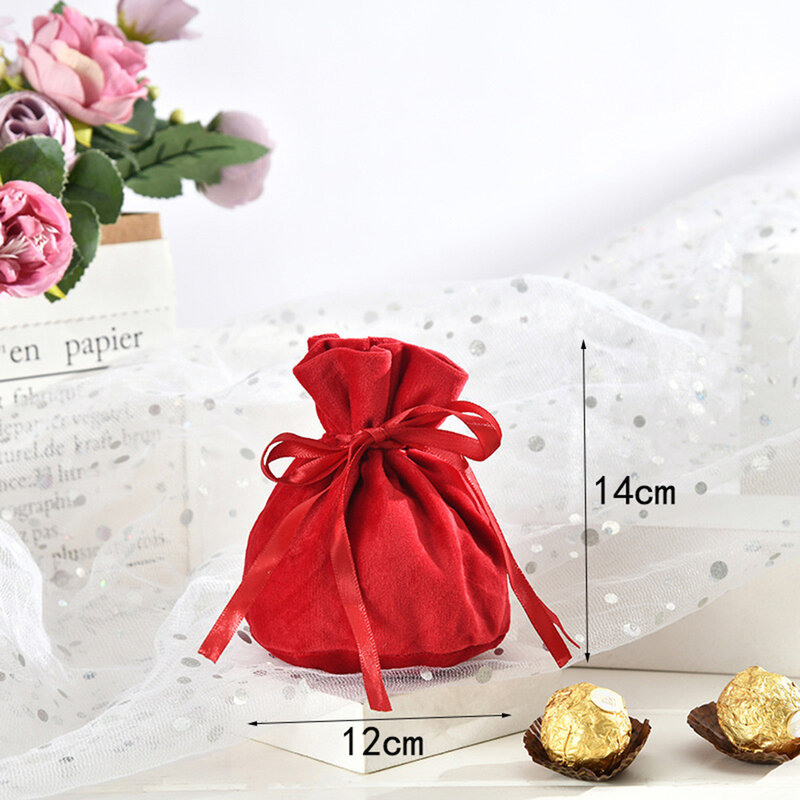 Easter Luxury Velvet Gift Bags With Pearl String Christmas Birthday Party Cooikes Candy Bags Boxes Jewelry Velvet Sachet Bags