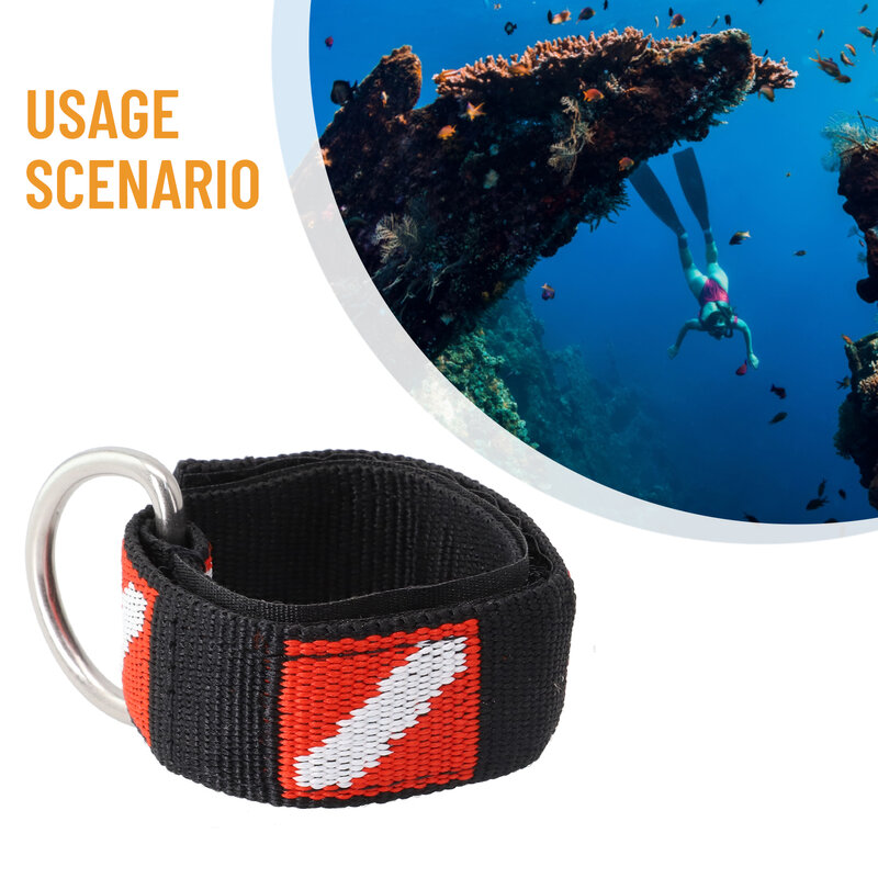 Ajustável mergulho pulseira, padrão bandeira Lanyard, Nylon, aço inoxidável, D-Ring, preto bonito, qualidade
