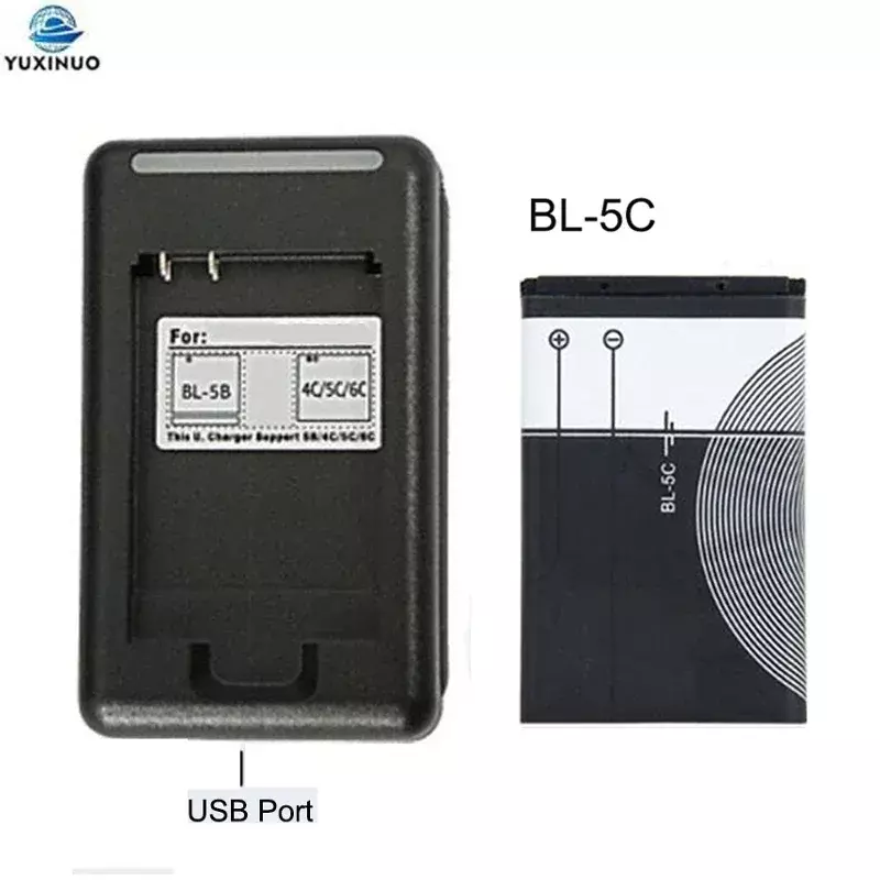 BL-5C Replacement 3.7V 1020mAh Li-ion Battery Original BL5C Rechargeable Batteries + USB AC Wall Charger For Nokia Mobile Phone