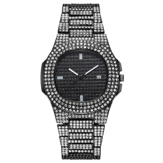 Montre-bracelet analogique à quartz avec calendrier pour femme, montres de luxe entièrement en cristal, mode