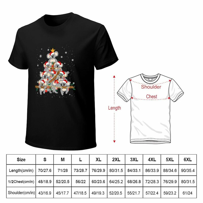 T-shirt enfeite Koala masculino, árvore de Natal, branco, manga curta, Natal, meninos, camisetas