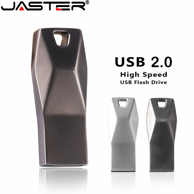 Jaster แฟลชไดรฟ์ USB 64GB 32GB 16GB 8GB 2.0แฟลชไดร์ฟกันน้ำสีเงิน U ดิสก์ของที่ระลึกหน่วยความจำ