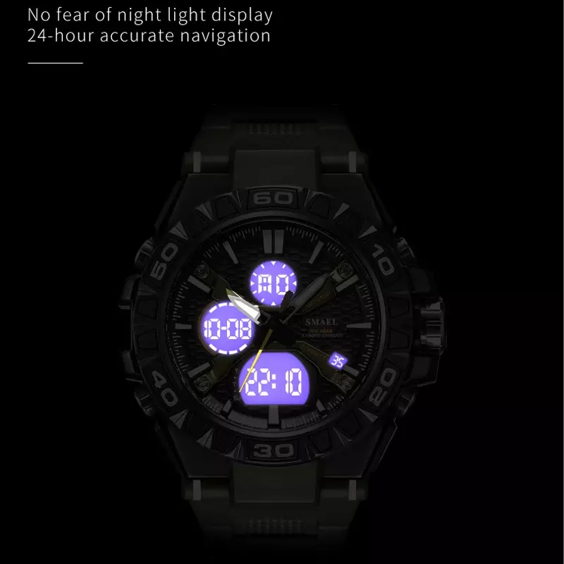 Smael Herren Sport uhr Militär Multifunktion armbanduhren Quarz Dual Display wasserdicht Mann Alarm LED Hintergrund beleuchtung Uhr