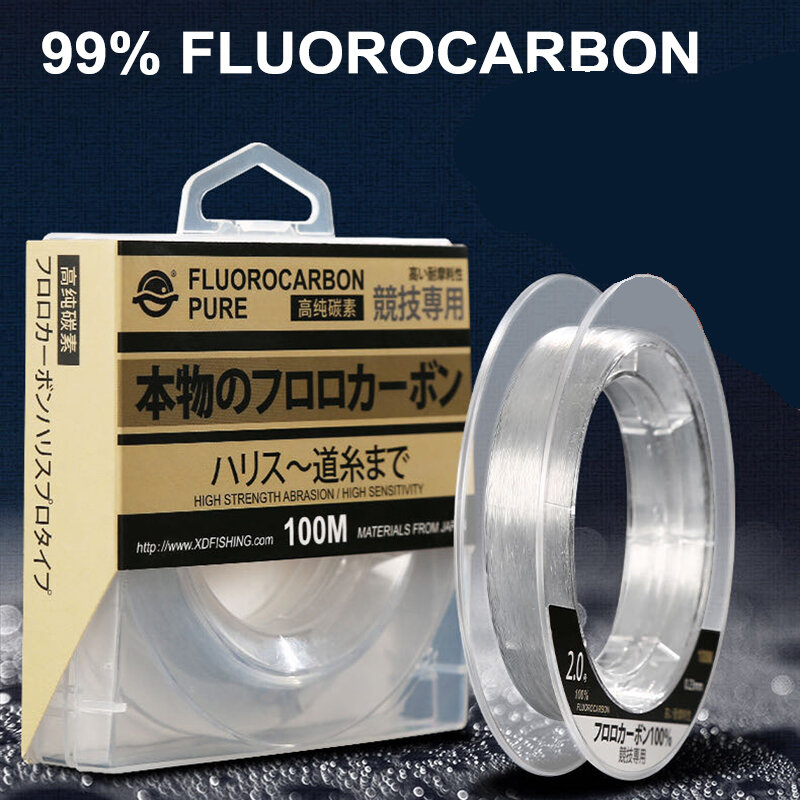 99% Fluorocarbon เอ็นตกปลา100M ญี่ปุ่นนำเข้าสายไฟเบอร์คาร์บอนไฟเบอร์1-25กก.Monofilament สายจมทะเลตกปลา Pesca