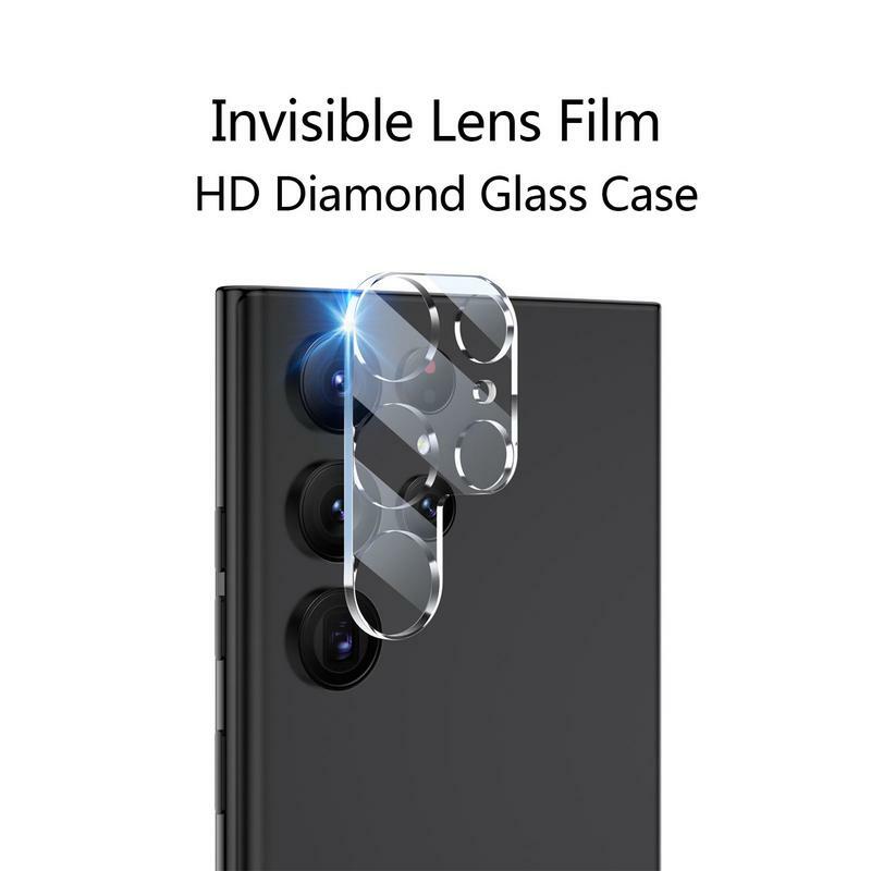 Protetor de lente de câmera de vidro temperado para telefone, resistente a arranhões e anti-estilhaçamento, S22 Ultra
