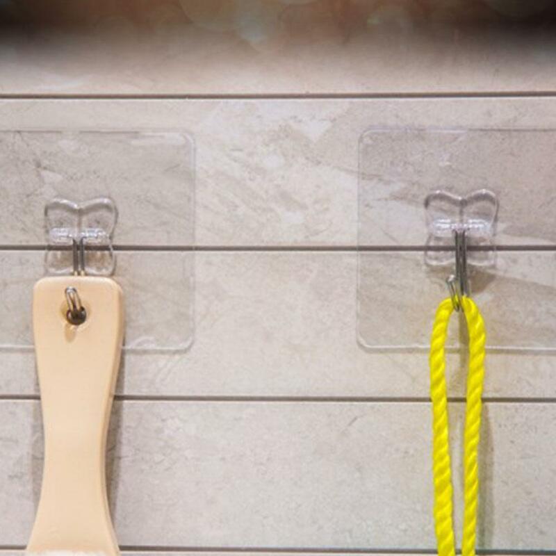 10pcs Waterproof Transparent Viscose Hanging Hook For Kitchen Bathroom 6*6*2cm