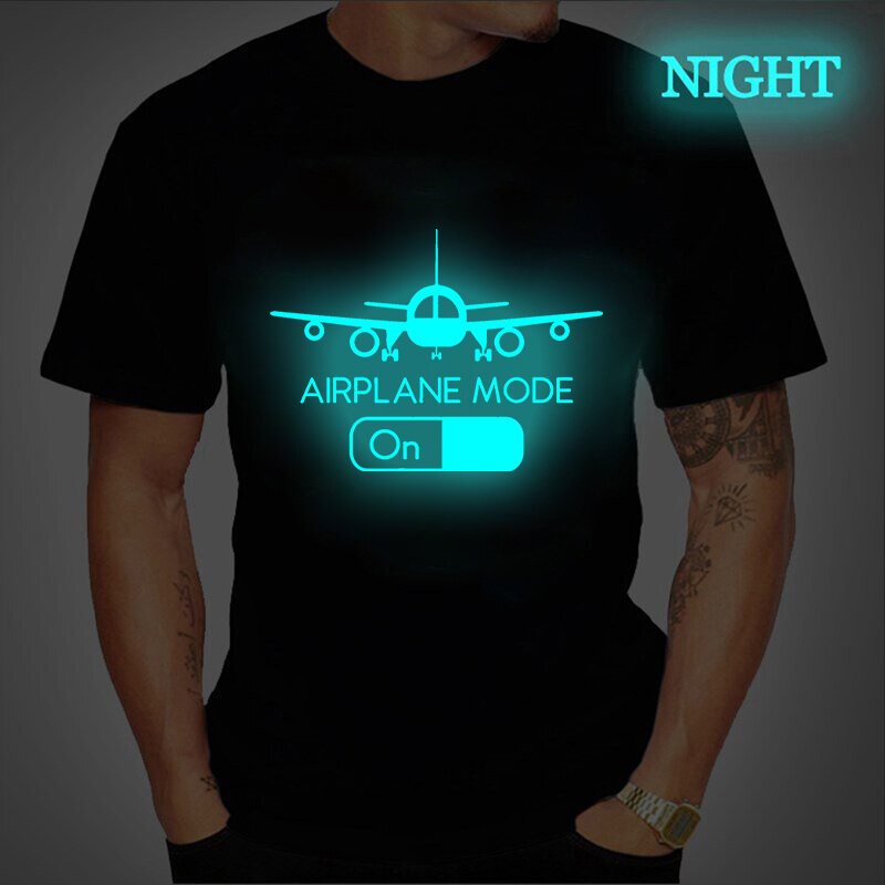 파일럿 비행 비행기 모드 티셔츠 남자 여름 하라주쿠 티셔츠 대형 힙합 Streetwear 참신 빛나는 티셔츠 탑 티셔츠